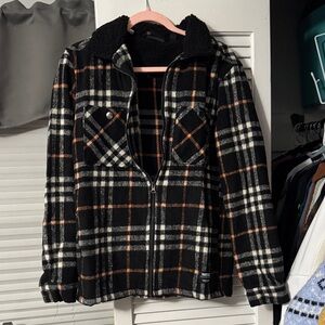 Wesc Black and White Plaid Bomber Jacket
